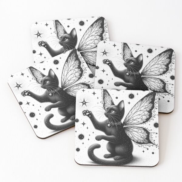 Item preview, Stellar Whiskers: Winged Black Cat with Starry Tail Graphic designed and sold by BeautBoldBasic.