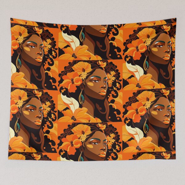 Item preview, Orange flowers lady designed and sold by lilbangdesigns.