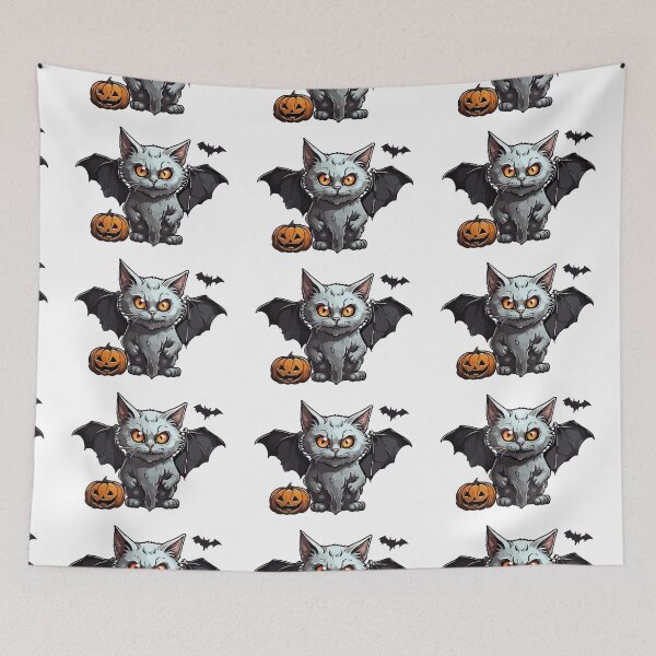 Item preview, Vampire cat and his pumpkin friend go out on Halloween designed and sold by AlejaJorgeShop.