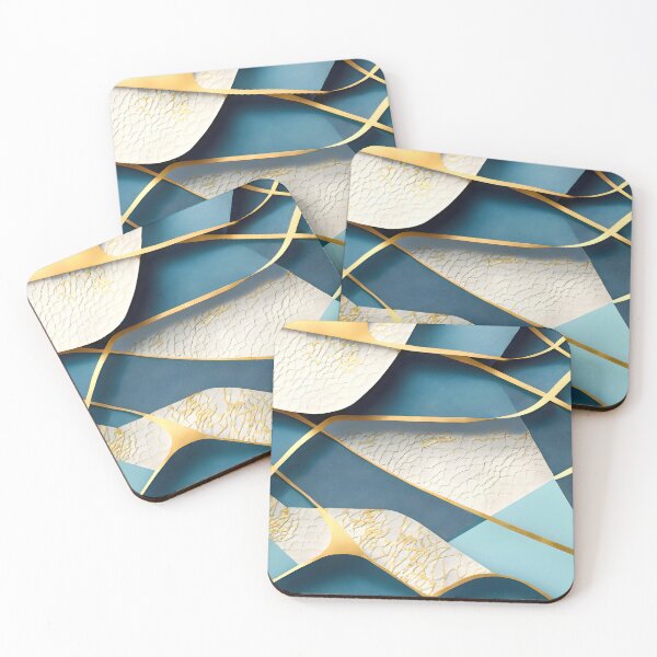 Item preview, Abstract, Geometric, Ice Blue, Blue, White, Gold, Frost, Winter designed and sold by Golden-Feathers.