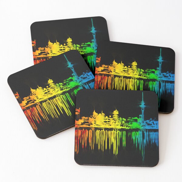 Item preview, Rainbow Auckland skyline to support the LGBTQ+ Community designed and sold by kakarikihill.
