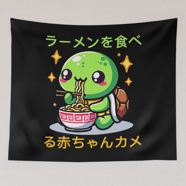 Item preview, Kawaii baby turtle eating ramen designed and sold by AW2 Designs.
