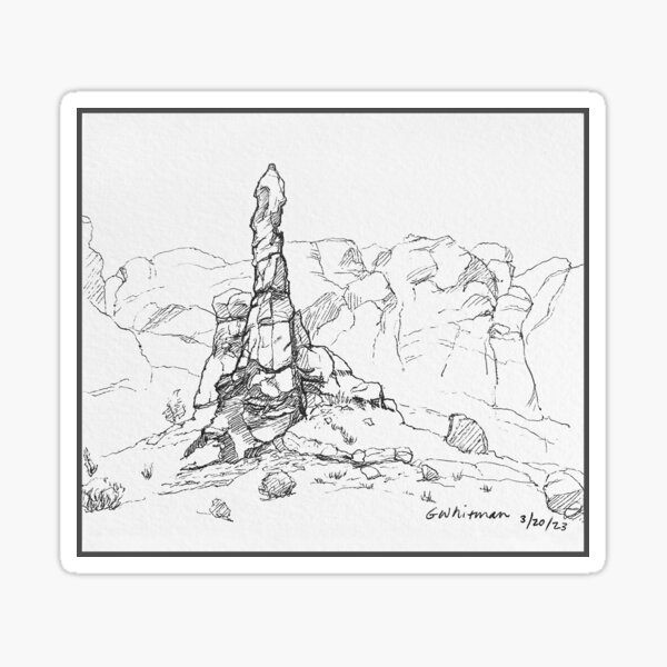 Rock Spire line drawing Sticker