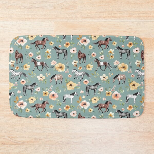 Vista previa del artículo con la obra «Caballo Azul Floral», diseñado y vendido por cateandrainn.