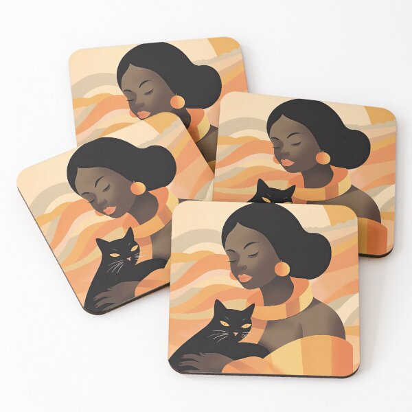 Item preview, African American woman holding a Black cat designed and sold by MeowcuryRising.