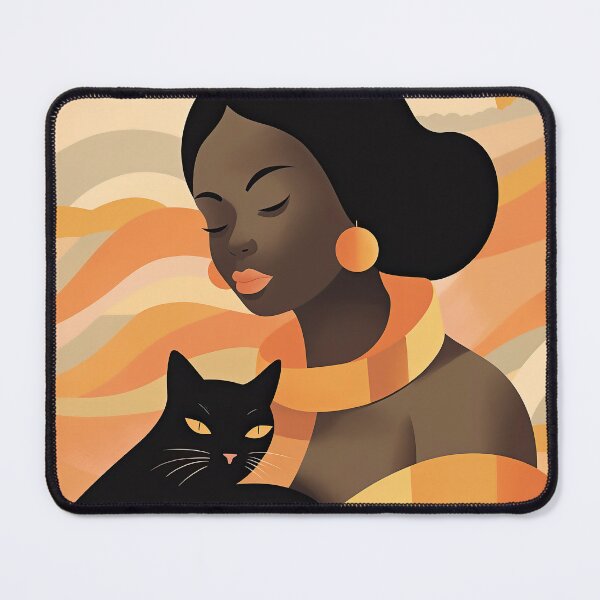 Item preview, African American woman holding a Black cat designed and sold by MeowcuryRising.