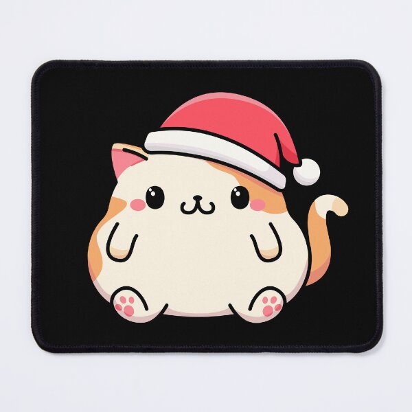 Item preview, Kawaii style chubby cat in santa claus hat designed and sold by MojaDoodles.