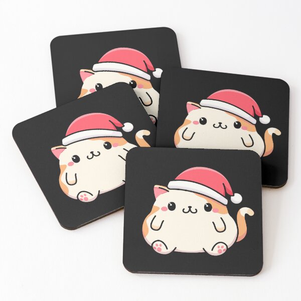 Item preview, Kawaii style chubby cat in santa claus hat designed and sold by MojaDoodles.
