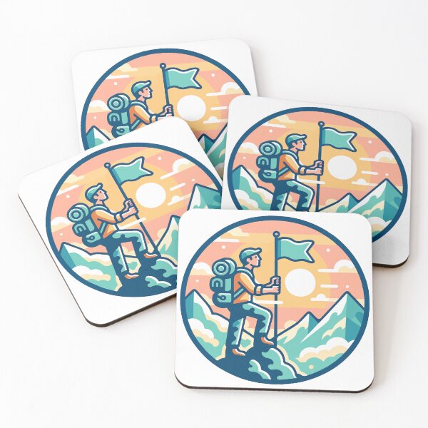 Item preview, Adventurous Mountain Climber Sunset Badge designed and sold by OniumEth.