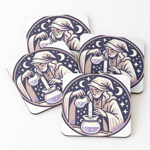 Item preview, Alchemist Pouring Potion Under Celestial Night designed and sold by OniumEth.