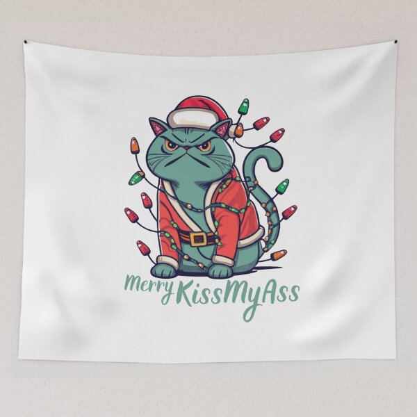 Item preview, Merry Kissmyass Funny Cat Christmas designed and sold by ArtFromBeyond.