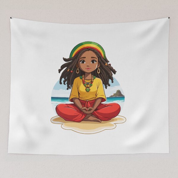 Item preview, Cute Rasta Beach Yoga Girl designed and sold by reggaeartgifts.