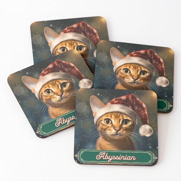 Item preview, Christmas Abyssinian Cat Wearing A Santa Hat designed and sold by ZenEverAI.