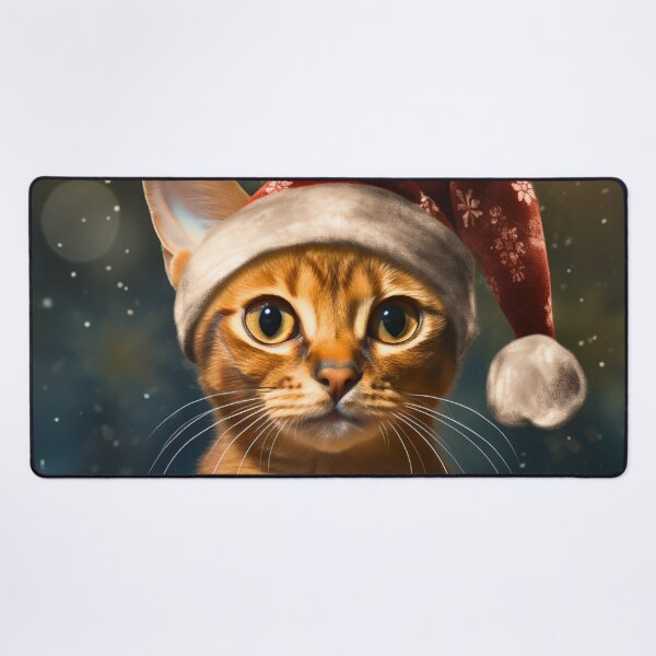 Item preview, Christmas Abyssinian Cat Wearing A Santa Hat designed and sold by ZenEverAI.