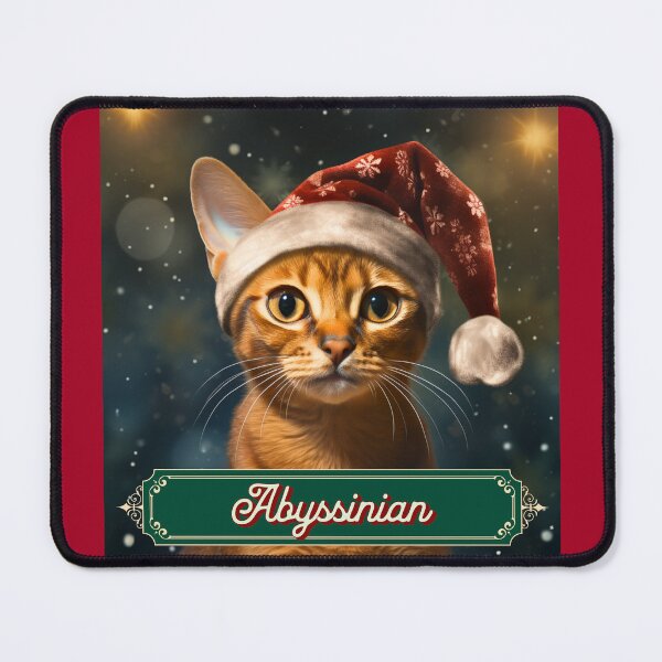 Item preview, Christmas Abyssinian Cat Wearing A Santa Hat designed and sold by ZenEverAI.