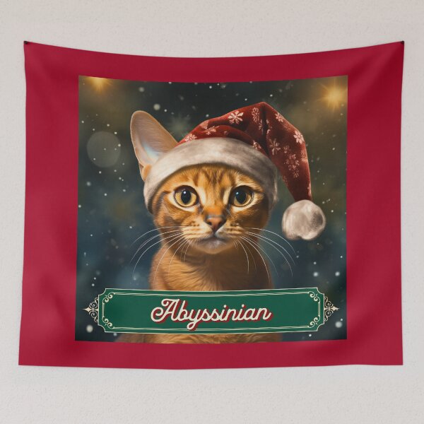 Item preview, Christmas Abyssinian Cat Wearing A Santa Hat designed and sold by ZenEverAI.