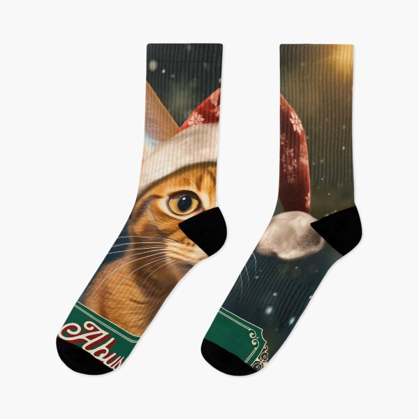 Item preview, Christmas Abyssinian Cat Wearing A Santa Hat designed and sold by ZenEverAI.
