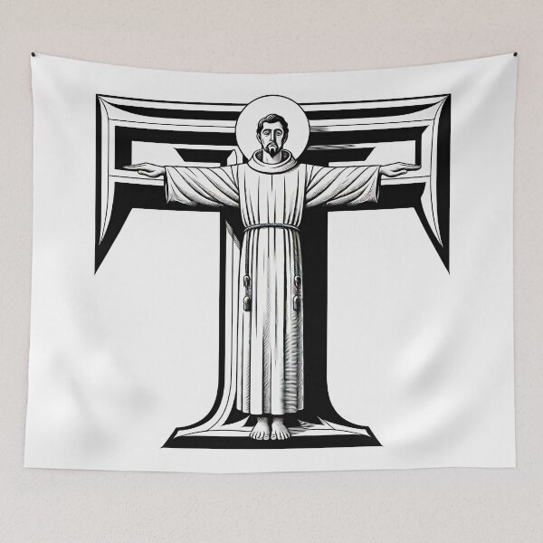 Item preview, AI Saint Francis of Assisi as a Franciscan Tau Expressionist Effect 1 designed and sold by Artist4God.