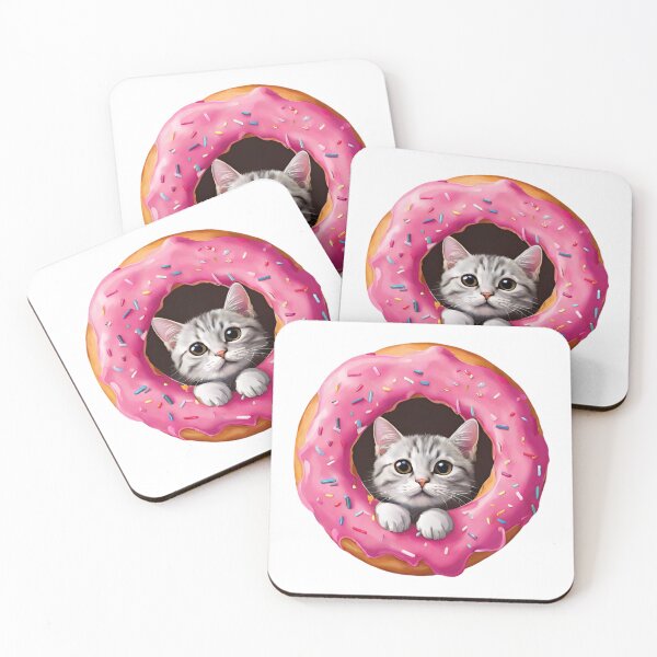 Item preview, Cute Cat Looking Through Pink Donut designed and sold by silviaol.
