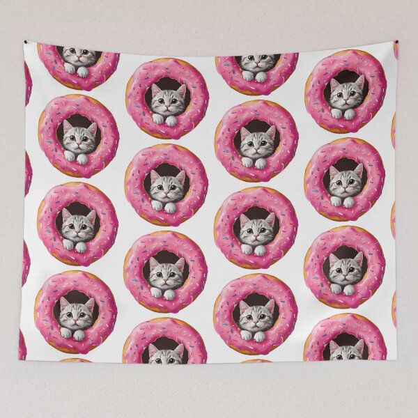 Item preview, Cute Cat Looking Through Pink Donut designed and sold by silviaol.