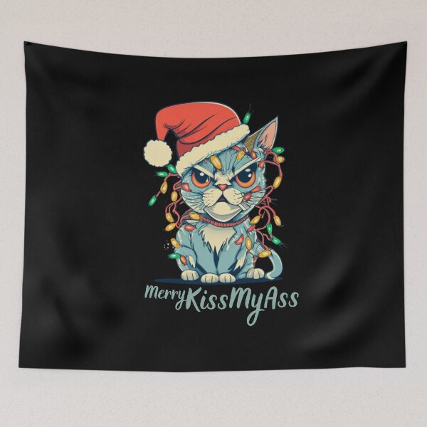 Item preview, Merry Kissmyass Funny Cat Christmas designed and sold by ArtFromBeyond.
