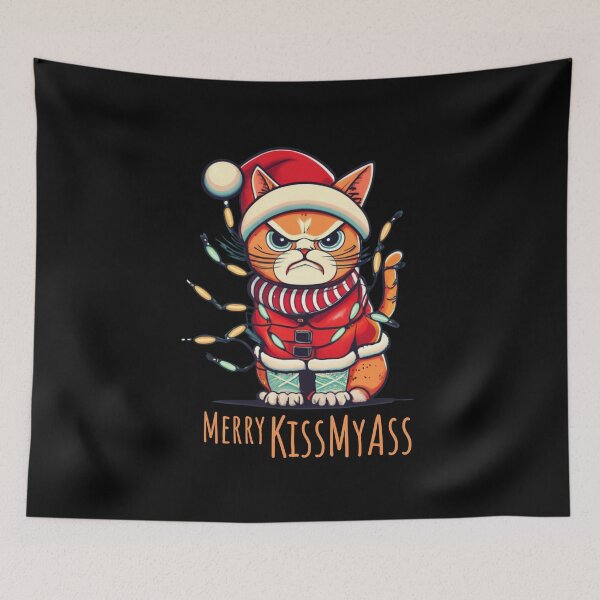 Item preview, Merry Kissmyass Funny Cat Christmas designed and sold by ArtFromBeyond.