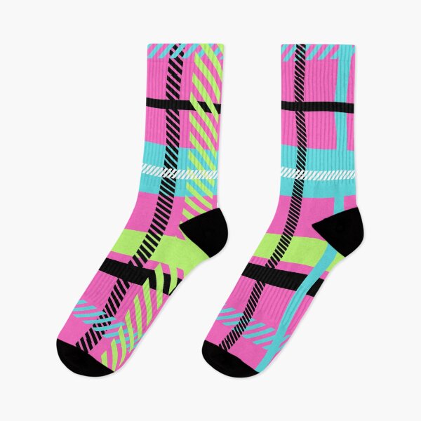 Aperçu de l'œuvre Plaid Happy Bright Hot Pink, Noir, Bleu et Vert créée et vendue par ColorfulKiddos.