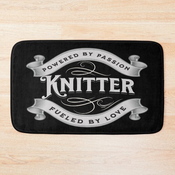 Item preview, Knitter powered by passion fueled by love knit gift ornamental ribbon designed and sold by MetalicBabe.