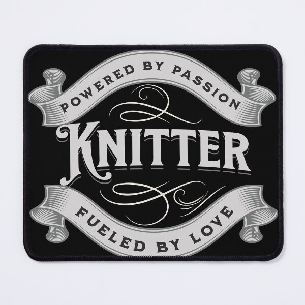 Item preview, Knitter powered by passion fueled by love knit gift ornamental ribbon designed and sold by MetalicBabe.