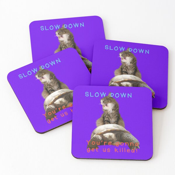 Item preview, Slow down! You're gonna get us killed - Maine Coon Cat + California Gopher Desert Tortoise designed and sold by StudioTanoshiiNeko.