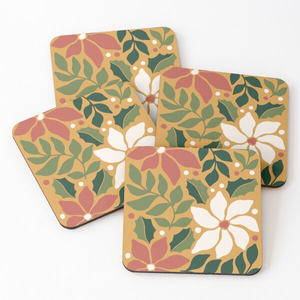 Item preview, Christmas Themed Pattern with Holly and Poinsettias  designed and sold by PrancingPumpkin.