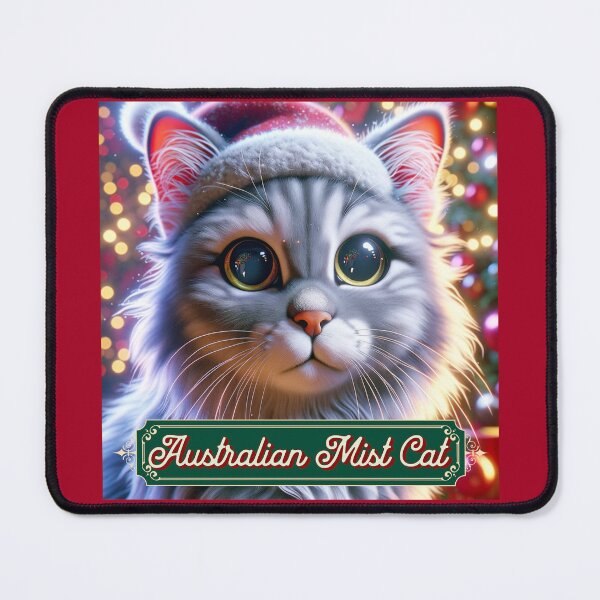 Item preview, Christmas Australian Mist Cat Wearing A Santa Hat designed and sold by ZenEverAI.