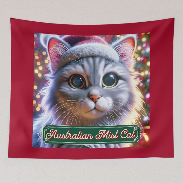 Item preview, Christmas Australian Mist Cat Wearing A Santa Hat designed and sold by ZenEverAI.