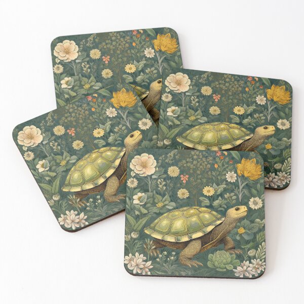 Item preview, cute green turtle in vintage retro design designed and sold by WallyPink.