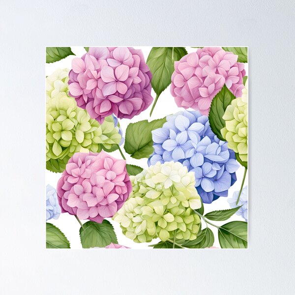 Item preview, Blue and Purple Hydrangeas Print designed and sold by peachculture.