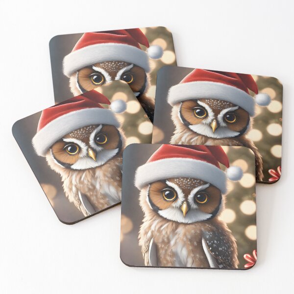 Item preview, A cute owl with a Santa hat designed and sold by akwl-design.