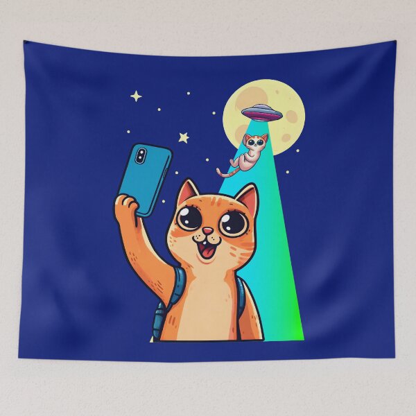 Item preview, Cat UFO Selfie, Cat And UO, Cat Selfie, Kitten, Kitty, Funny Cat designed and sold by Porcupine Tees ⭐⭐⭐⭐⭐.