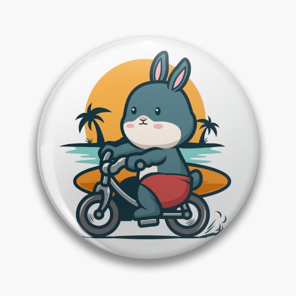 Artikelvorschau, Kaninchen fährt Fahrrad und bringt ein Surfbrett mit entworfen und verkauft von chomaruddin tri amboko.