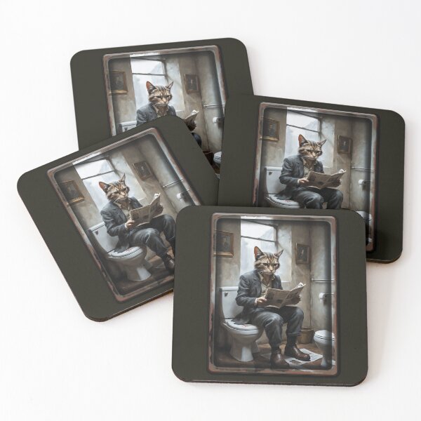 Item preview, CAT IN THE TOILET, cat reading, CrisMor-Art designed and sold by CrisMor-Art.