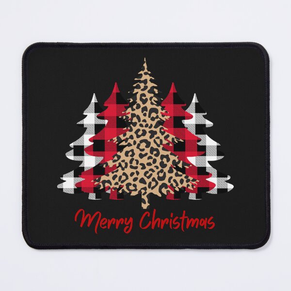 Item preview, Merry Christmas Trees With Leopard Plaid Tree Xmas Print designed and sold by LionessLove.