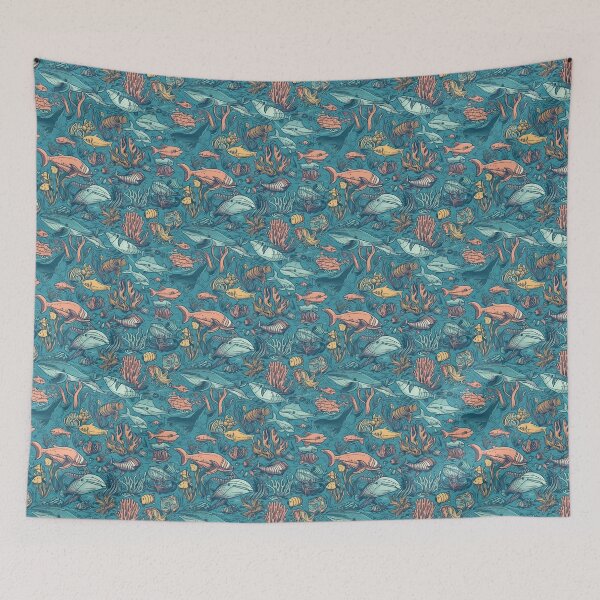 Item preview, Sea life seamless pattern designed and sold by MiraCleAI.