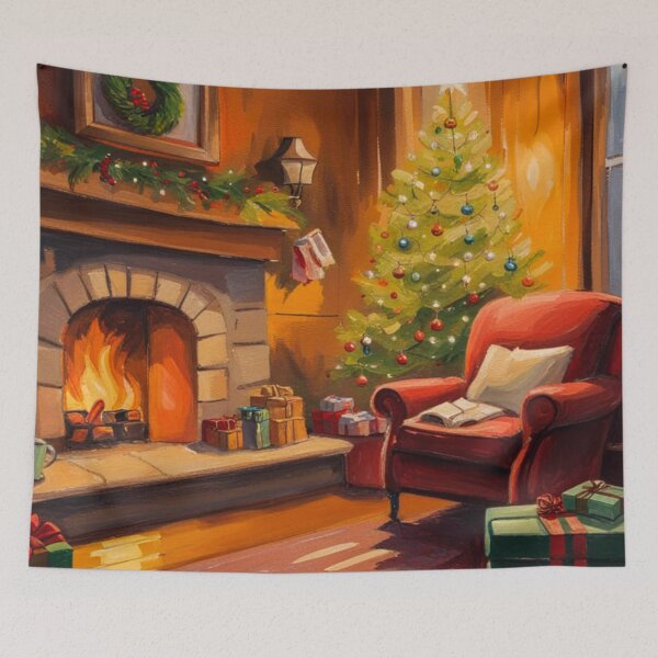 Item preview, Cozy Warm Christmas Room With Christmas Tree, Fireplace and present designed and sold by MyArt23.