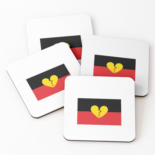 Item preview, The Voice referendum Aboriginal flag broken hearts design designed and sold by DestinationAU.
