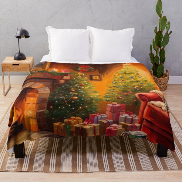 Item preview, Cozy Warm Christmas Room With Christmas Tree, Fireplace and present, Painting designed and sold by MyArt23.