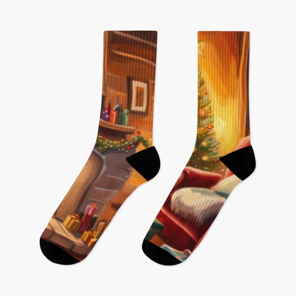Item preview, Cozy Warm Christmas Room With Christmas Tree, Fireplace and present, Painting designed and sold by MyArt23.