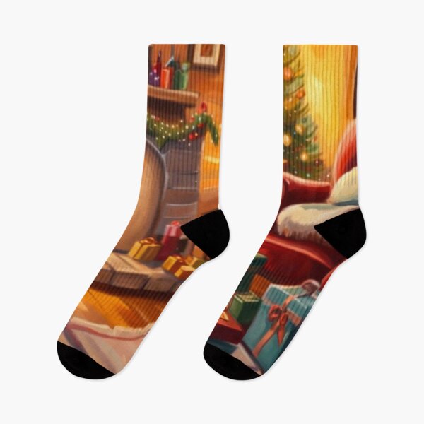 Item preview, Cozy Warm Christmas Room With Christmas Tree, Fireplace and present, Painting designed and sold by MyArt23.