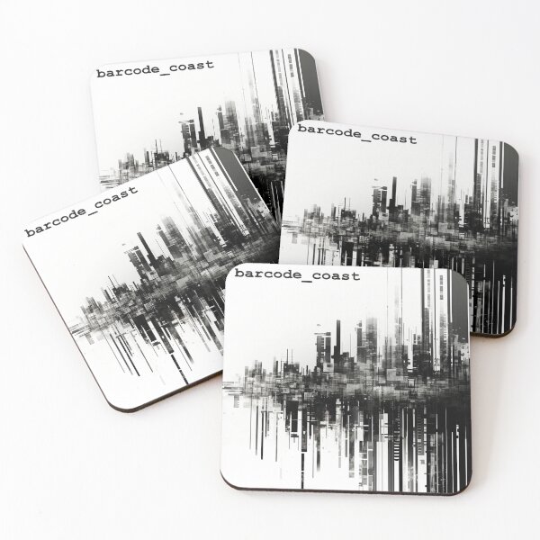 Item preview, Barcode Coast, business & technology, black and white contemporary art designed and sold by silent-violin.