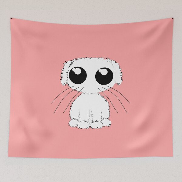 Item preview, Curly Dog White - pink background for most products designed and sold by M-Lorentsson.