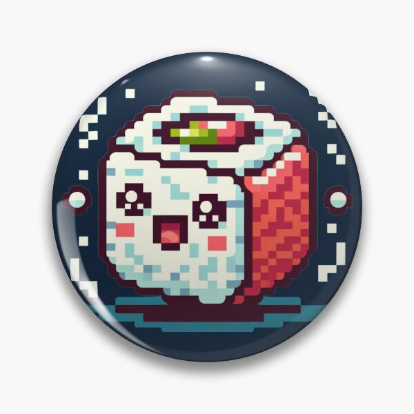 Item preview, 8-bit Pixel Sushi Roll with Happy Face - Retro Sushi designed and sold by PixelPunkster.