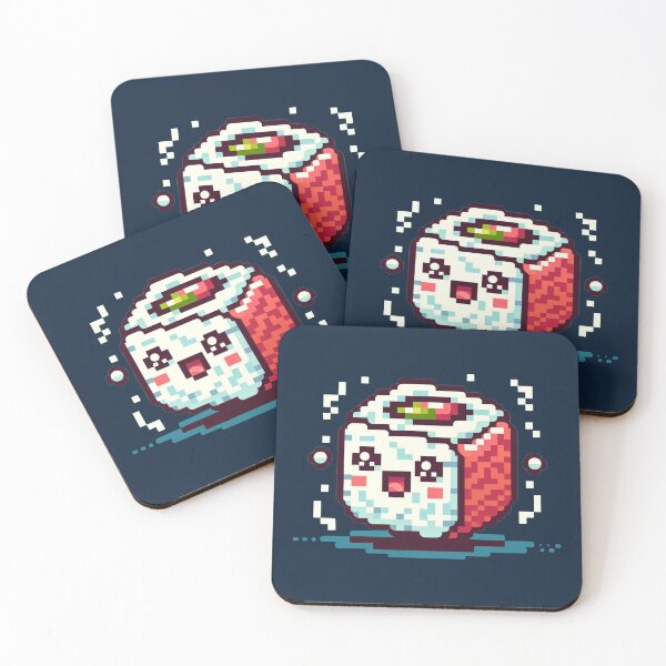 Item preview, 8-bit Pixel Sushi Roll with Happy Face - Retro Sushi designed and sold by PixelPunkster.
